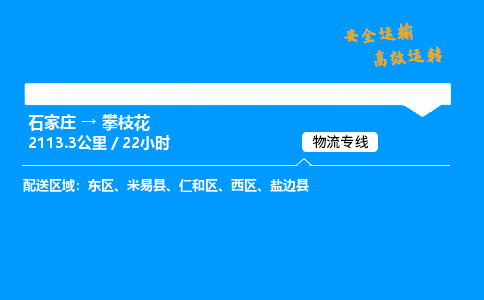 石家莊到攀枝花物流專線-專業承攬石家莊至攀枝花貨運-保證時效